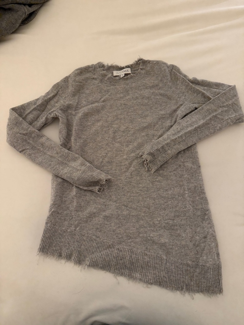 Intermix Distressed Cashmere-Wool Knit Sweater